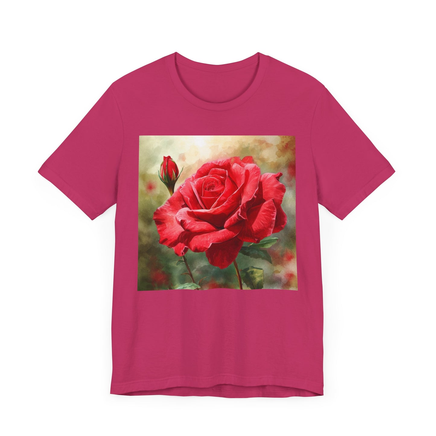 Elegant Rose Short Sleeve Tee - Perfect for Nature Lovers & Everyday Comfort