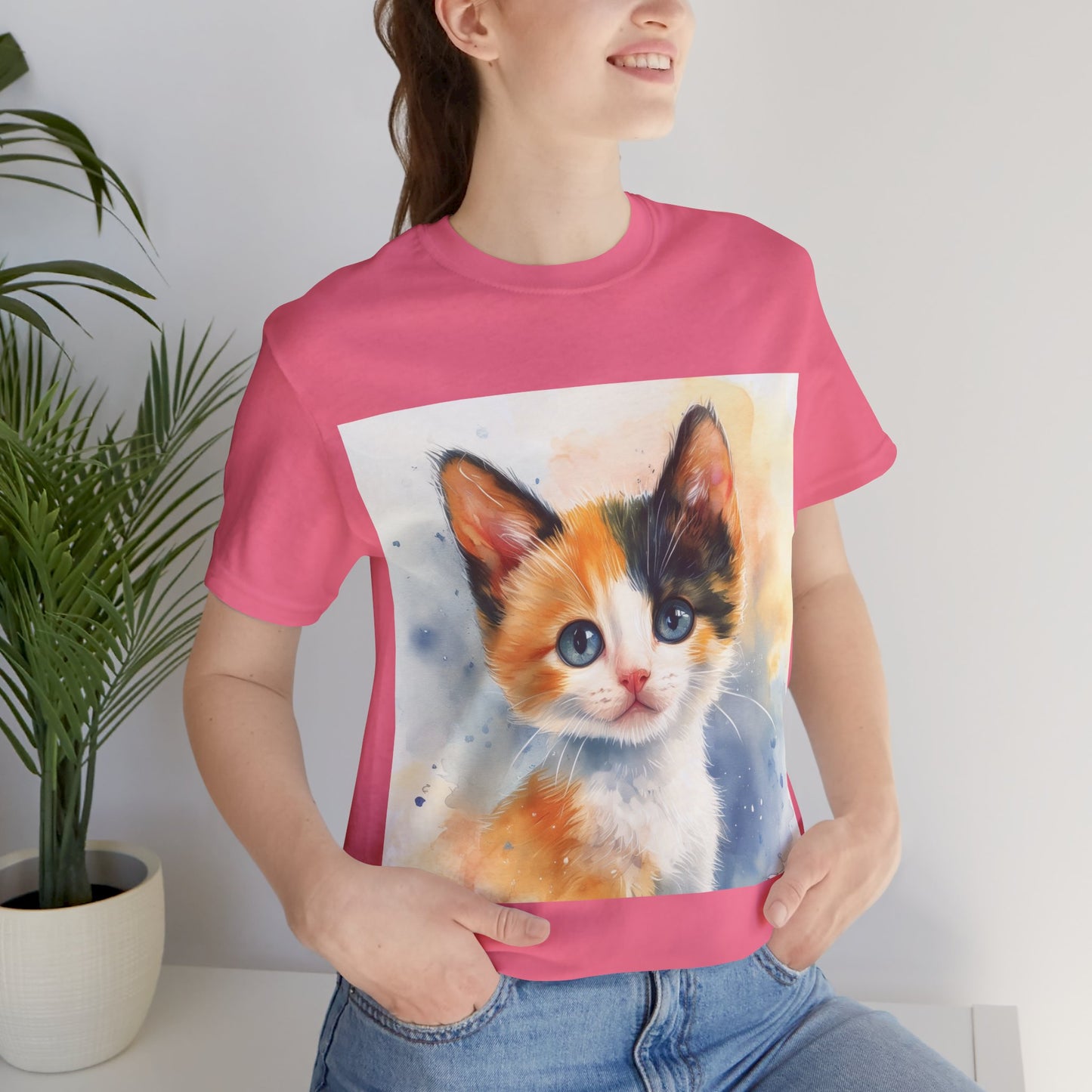 Watercolor Calico Kitten Unisex Jersey Short Sleeve Tee