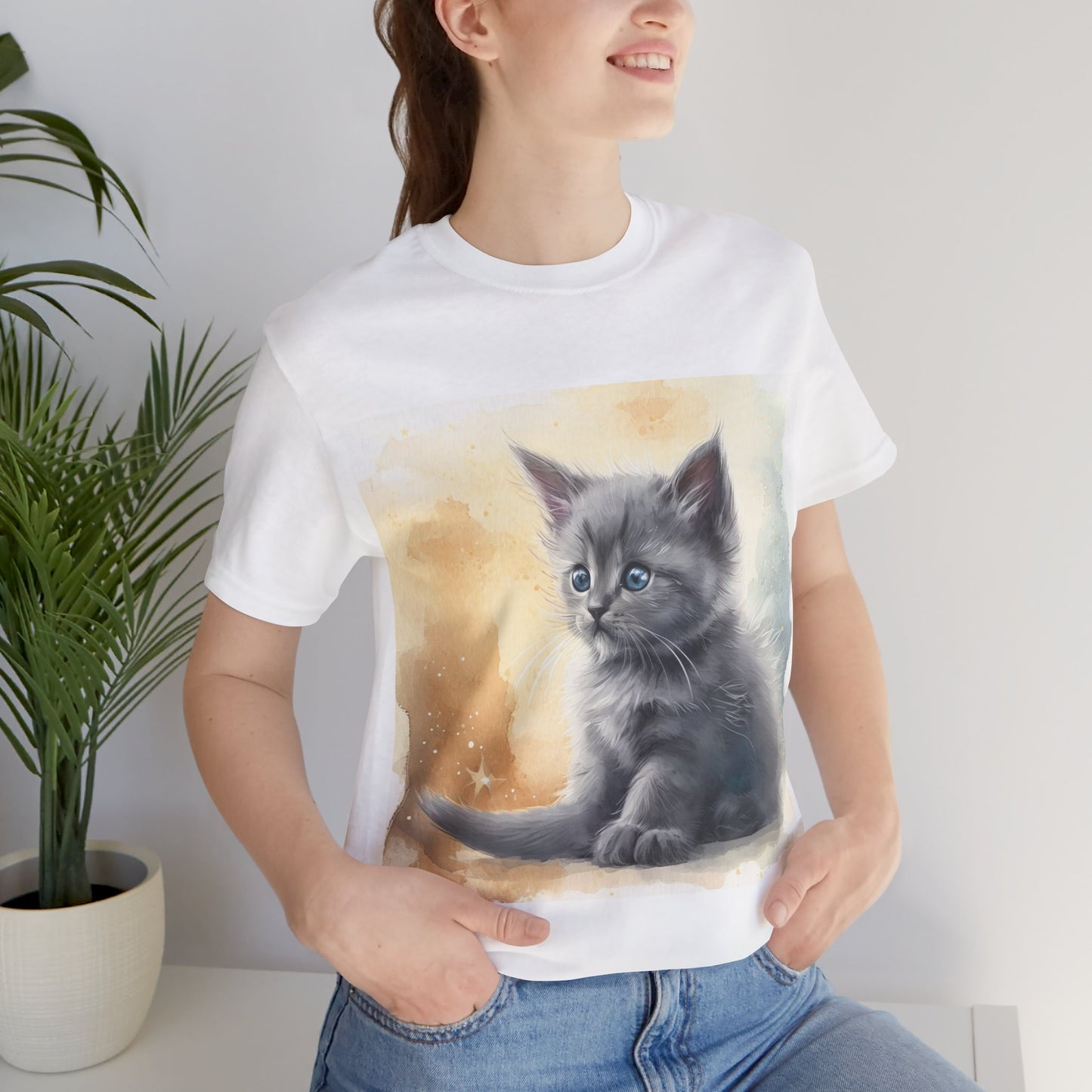 Fluffy Gray Kitten Unisex Jersey Short Sleeve Tee