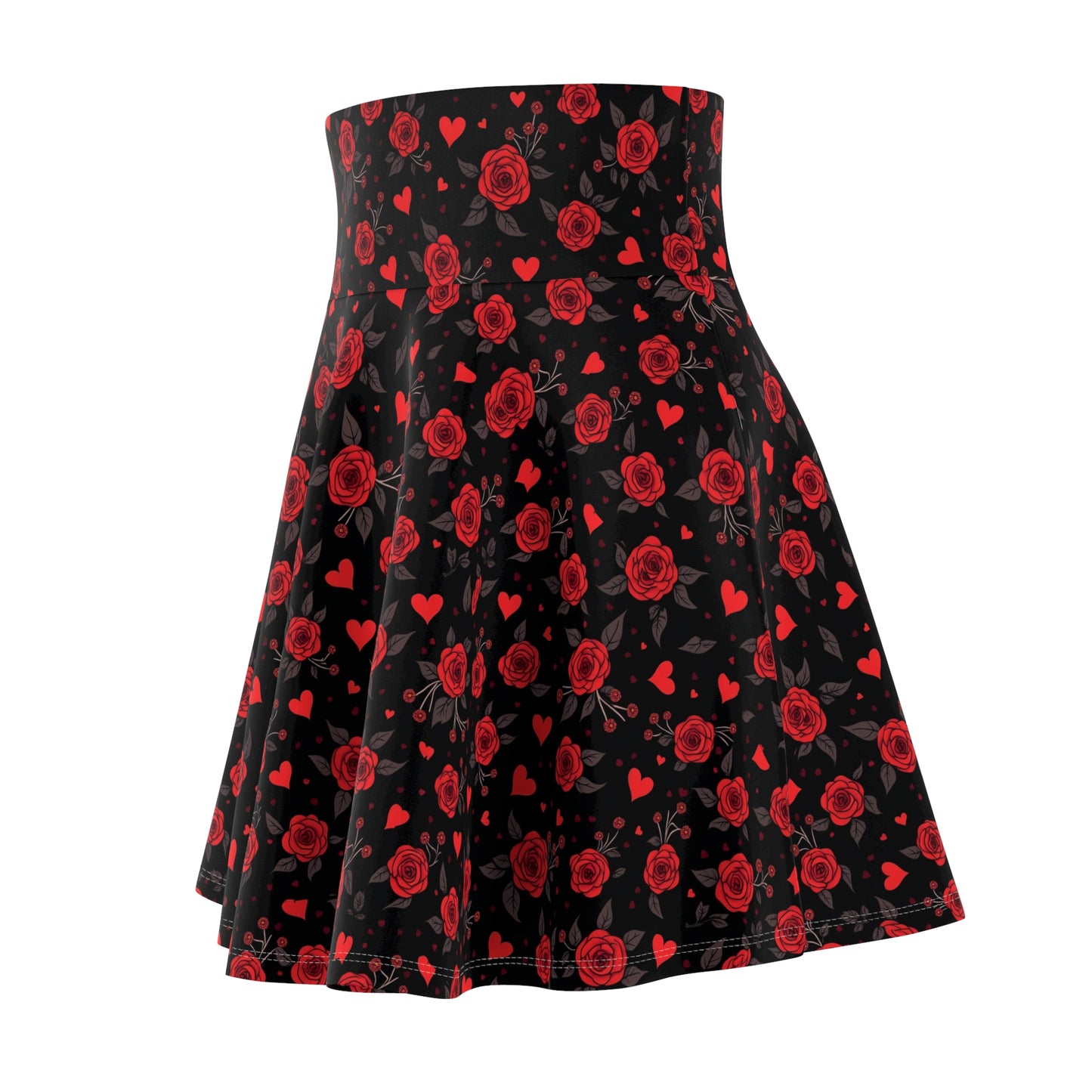 Floral Heart Pattern Women's Skater Skirt