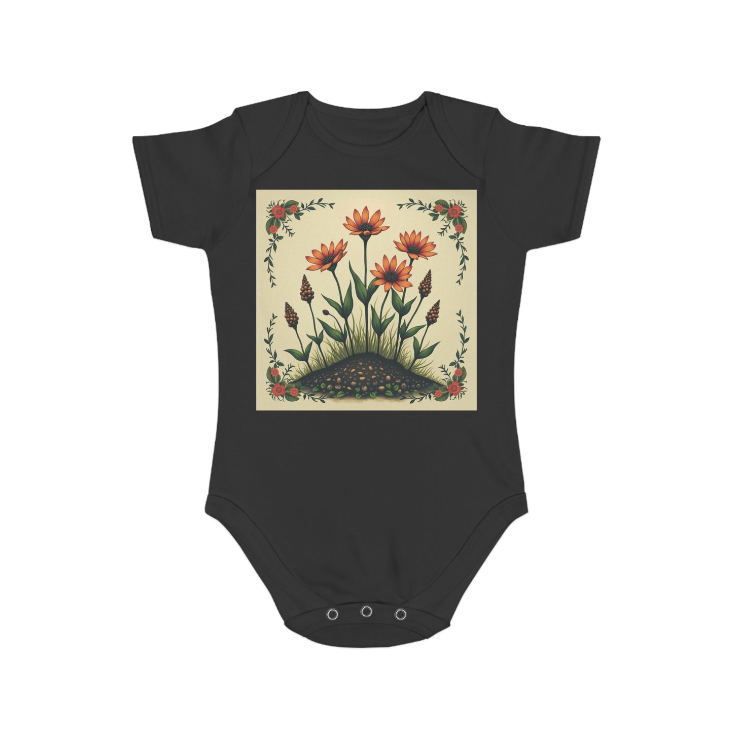 Floral Short Sleeve Spring Time Baby Bodysuit | Cute Floral Design for Infants