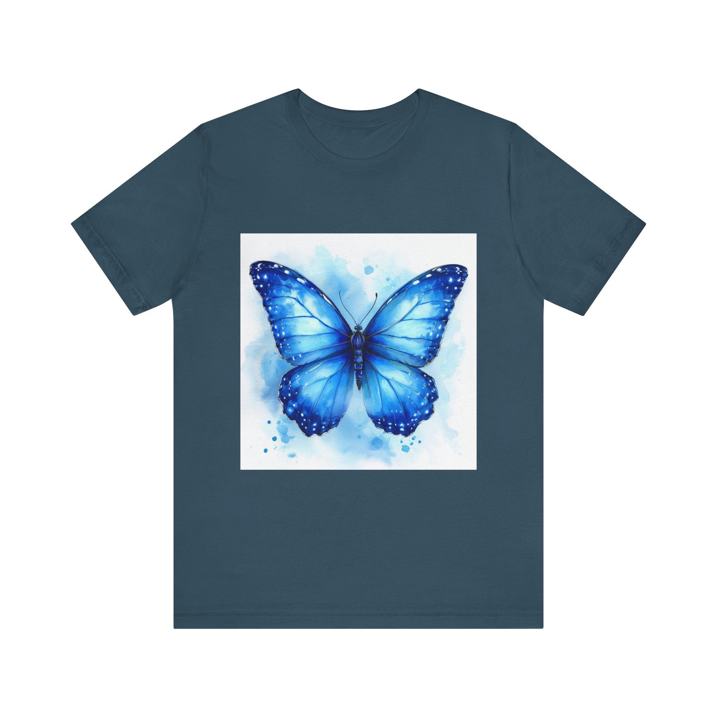 Blue Watercolor Butterfly Unisex Jersey Tee - Nature Inspired T-Shirt