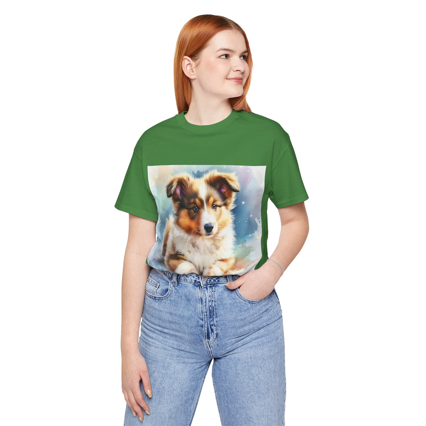 Watercolor Shetland Sheepdog Unisex Jersey Short Sleeve Tee