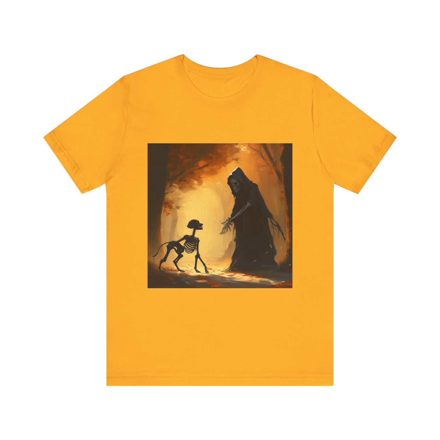 Grim Reaper Playing Fetch Unisex Jersey Short Sleeve Tee