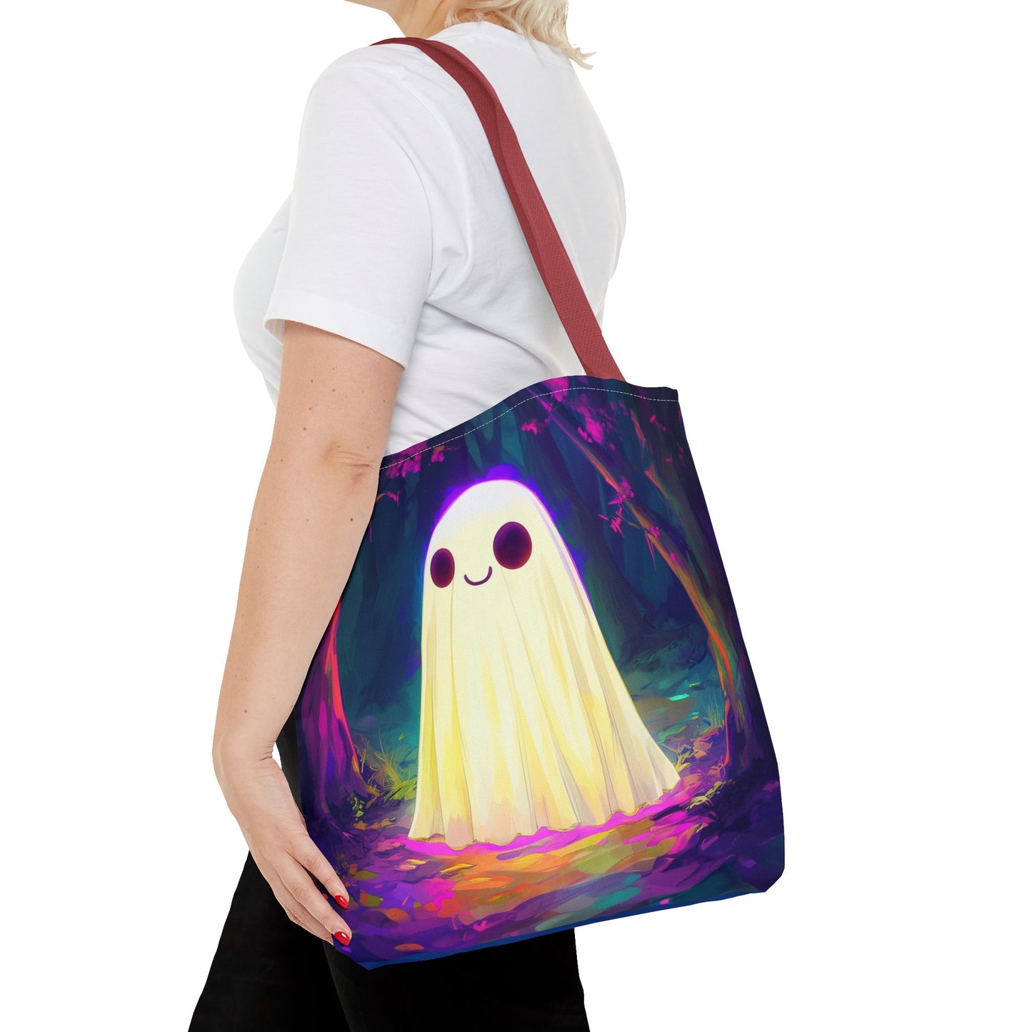 Cute Neon Ghost Tote Bag (AOP)