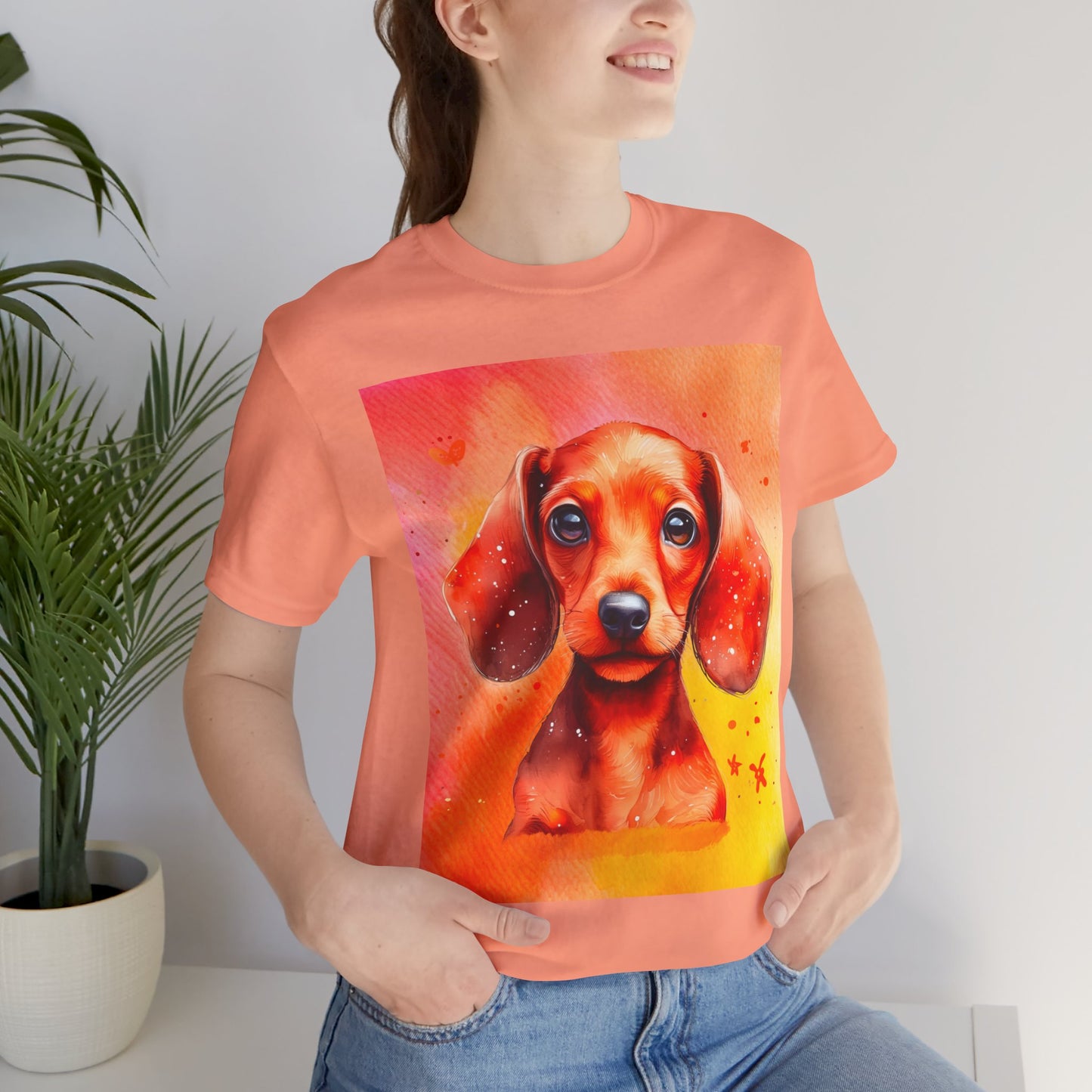 Red Dachshund Unisex Jersey Short Sleeve Tee