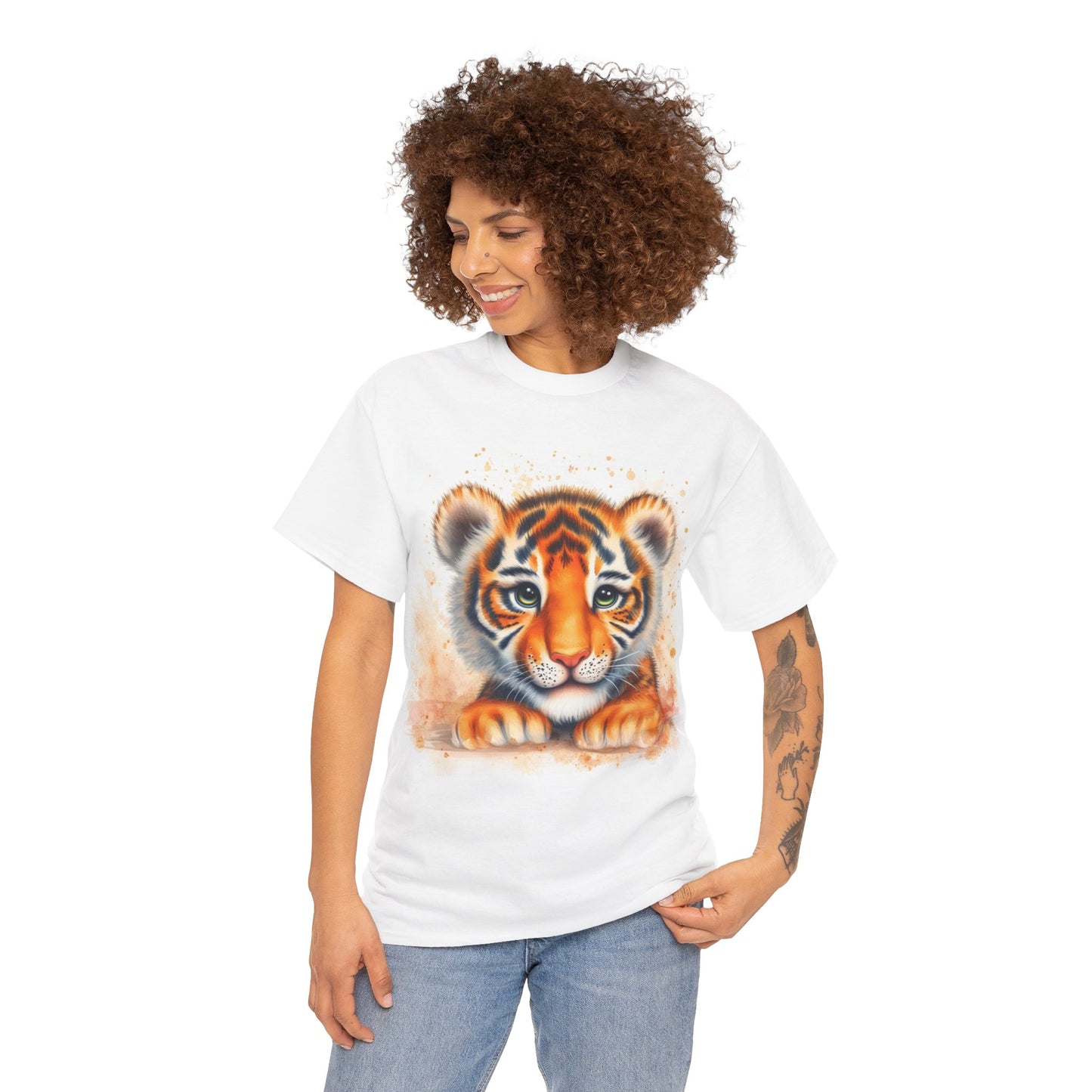 Cute Tiger Unisex Heavy Cotton Tee