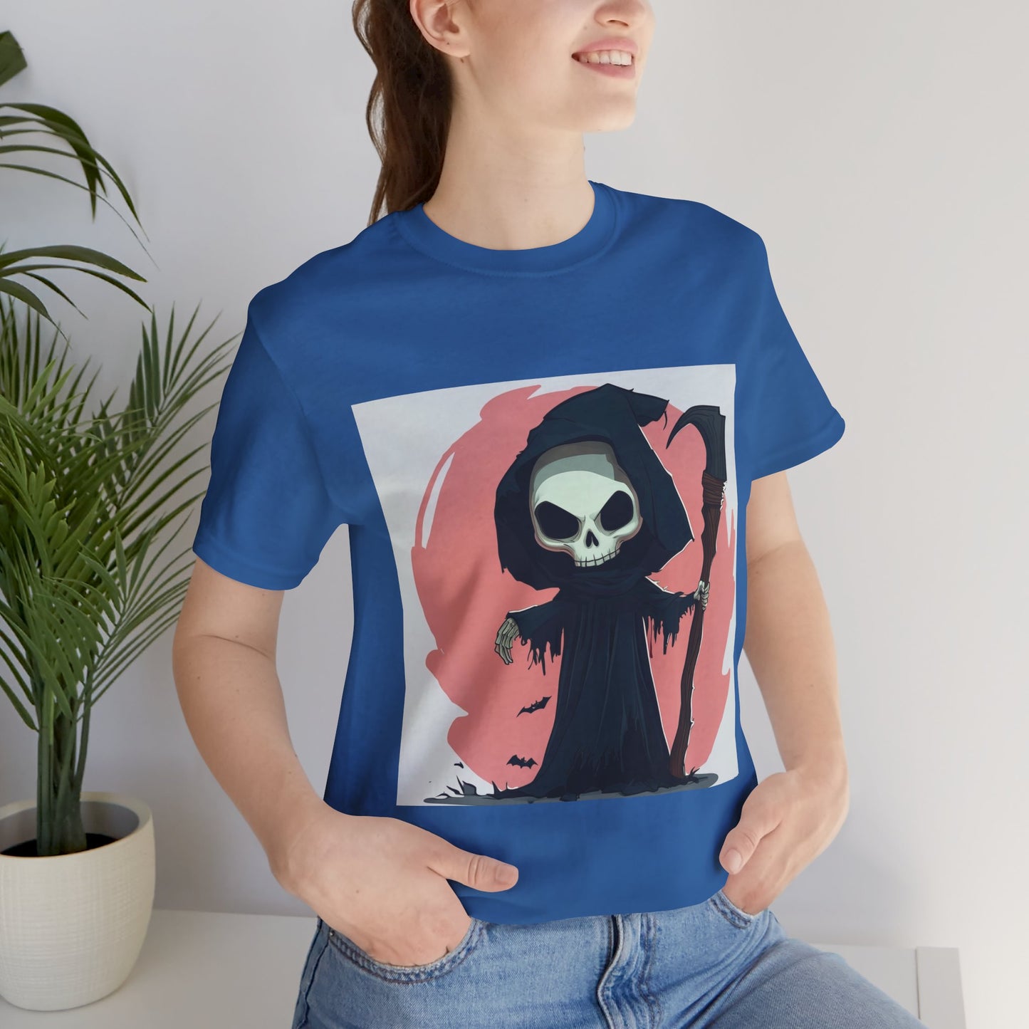 Cute Pink Grim Reaper Unisex Jersey Short Sleeve Tee