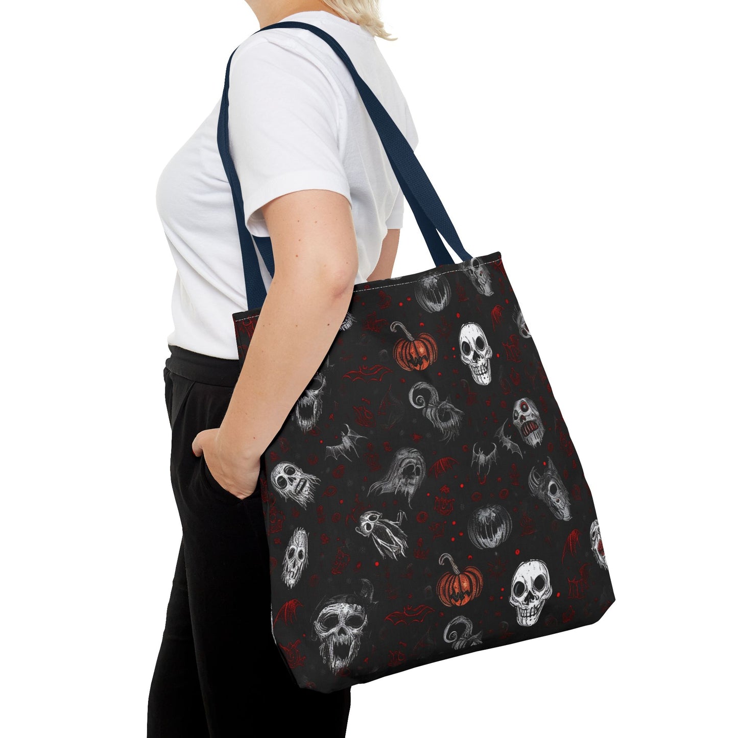 Scary Halloween Pattern Tote Bag (AOP)