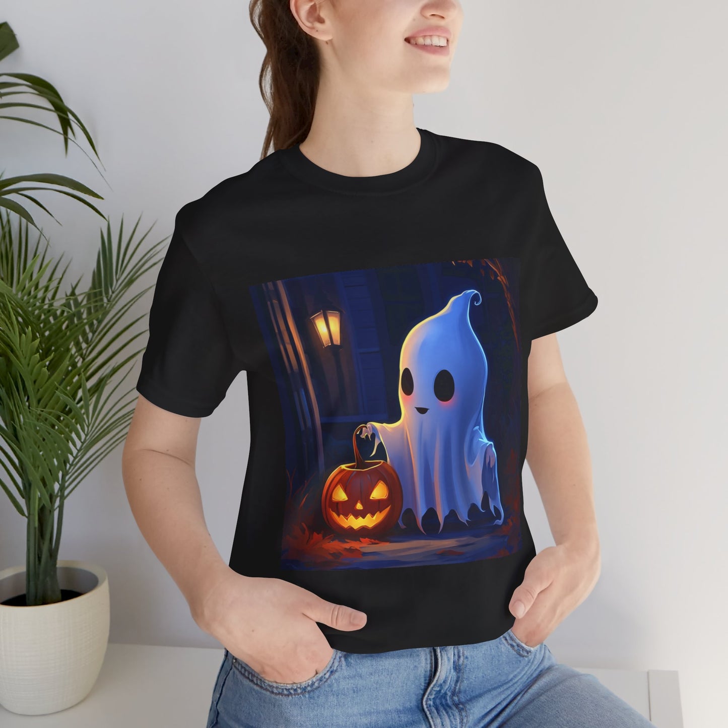 Cute Ghost Trick or Treating Unisex Jersey Short Sleeve Tee