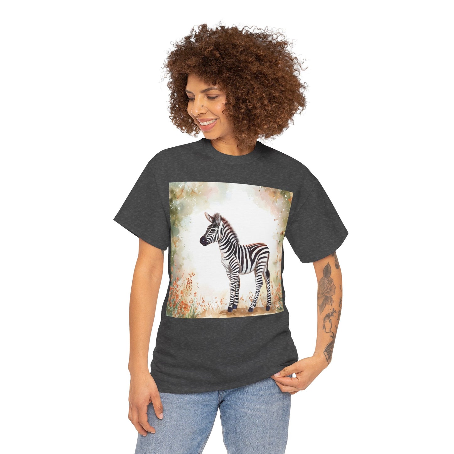 Playful Zebra Unisex Heavy Cotton Tee