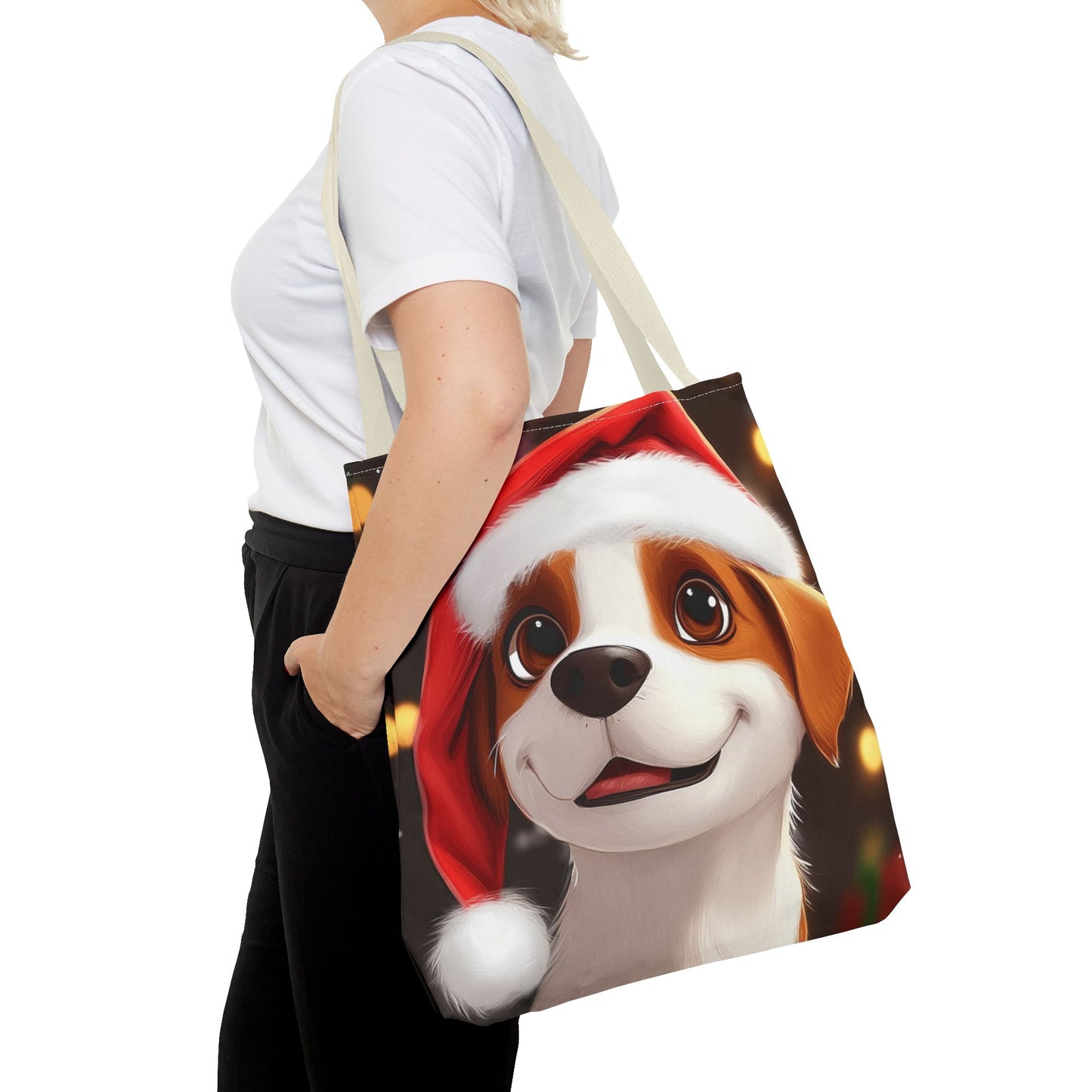 Adorable Festive Puppy Tote Bag (AOP)