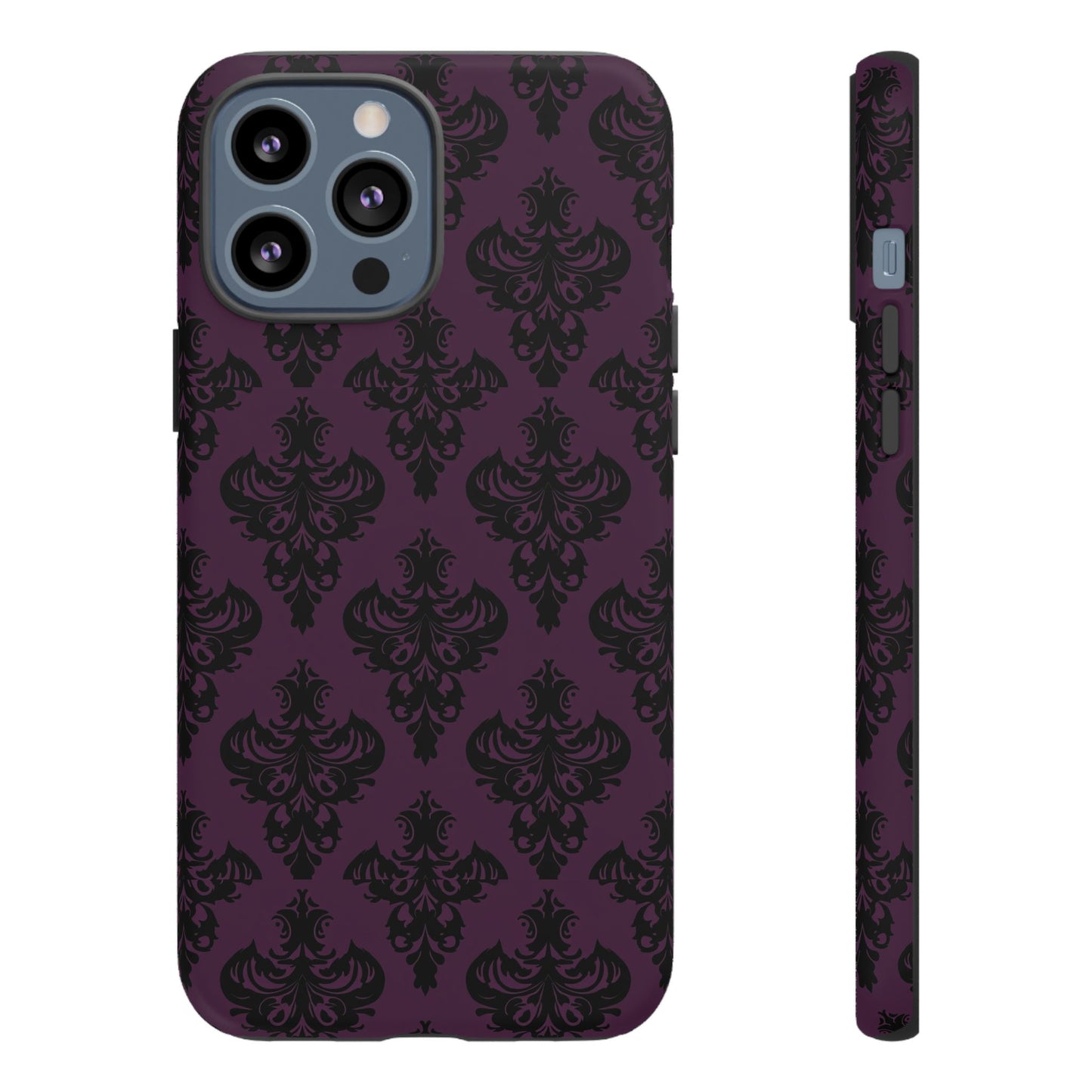 Purple and Black Victorian Damask Pattern Tough Cases