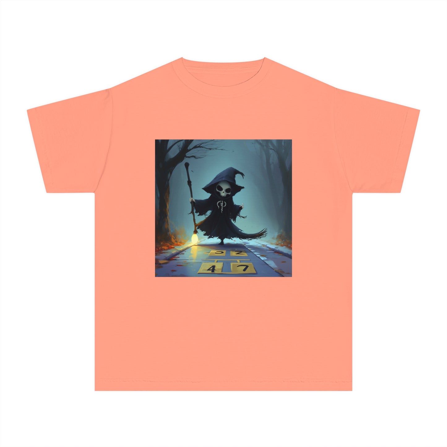 Grim Reaper Playing Hopscotch Youth Midweight Tee