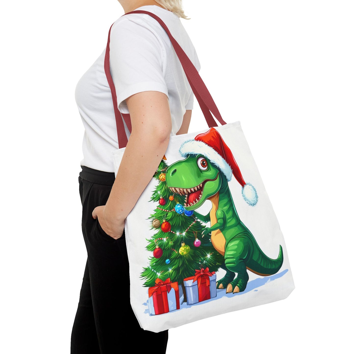 Holiday T-Rex Tote Bag (AOP)