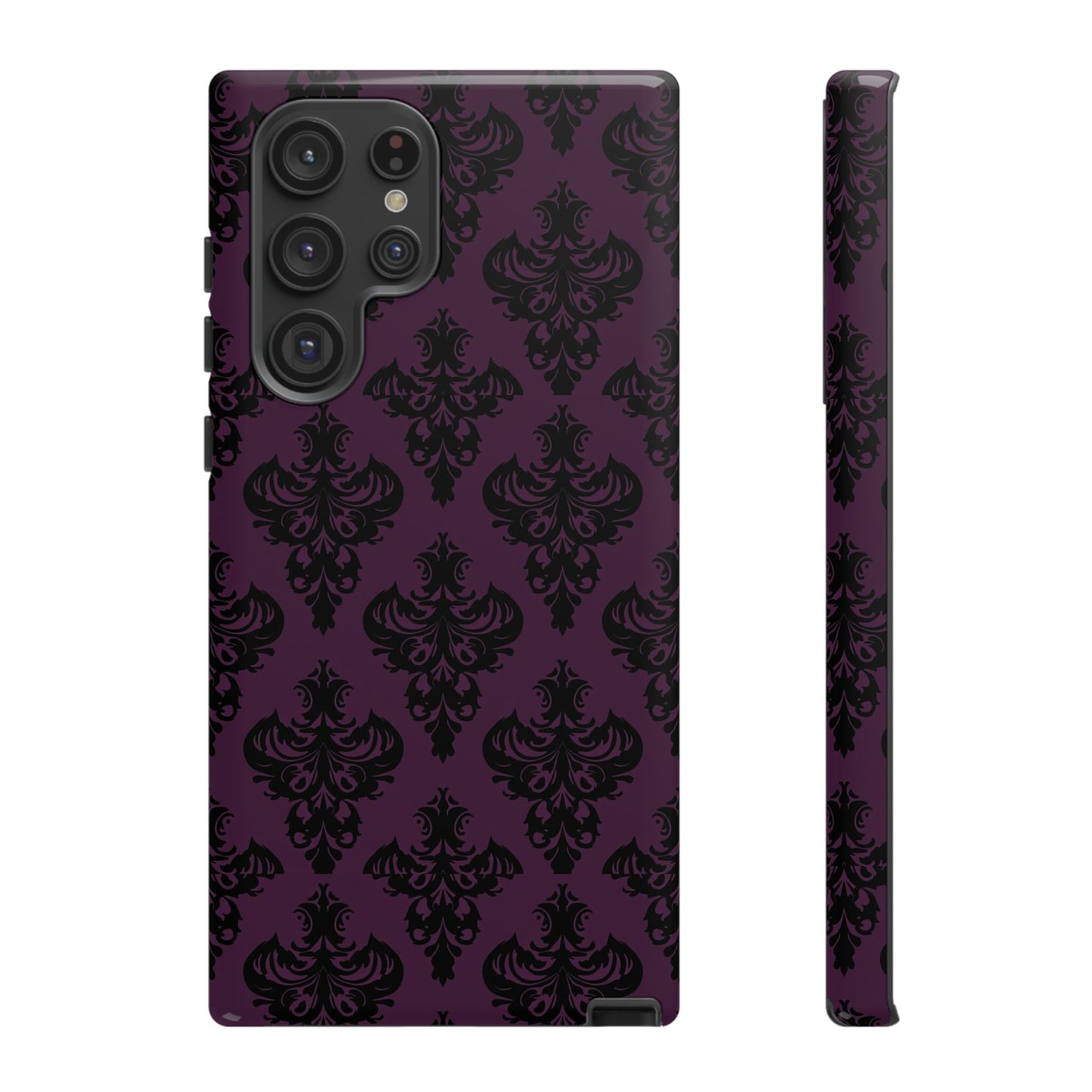 Purple and Black Victorian Damask Pattern Tough Cases