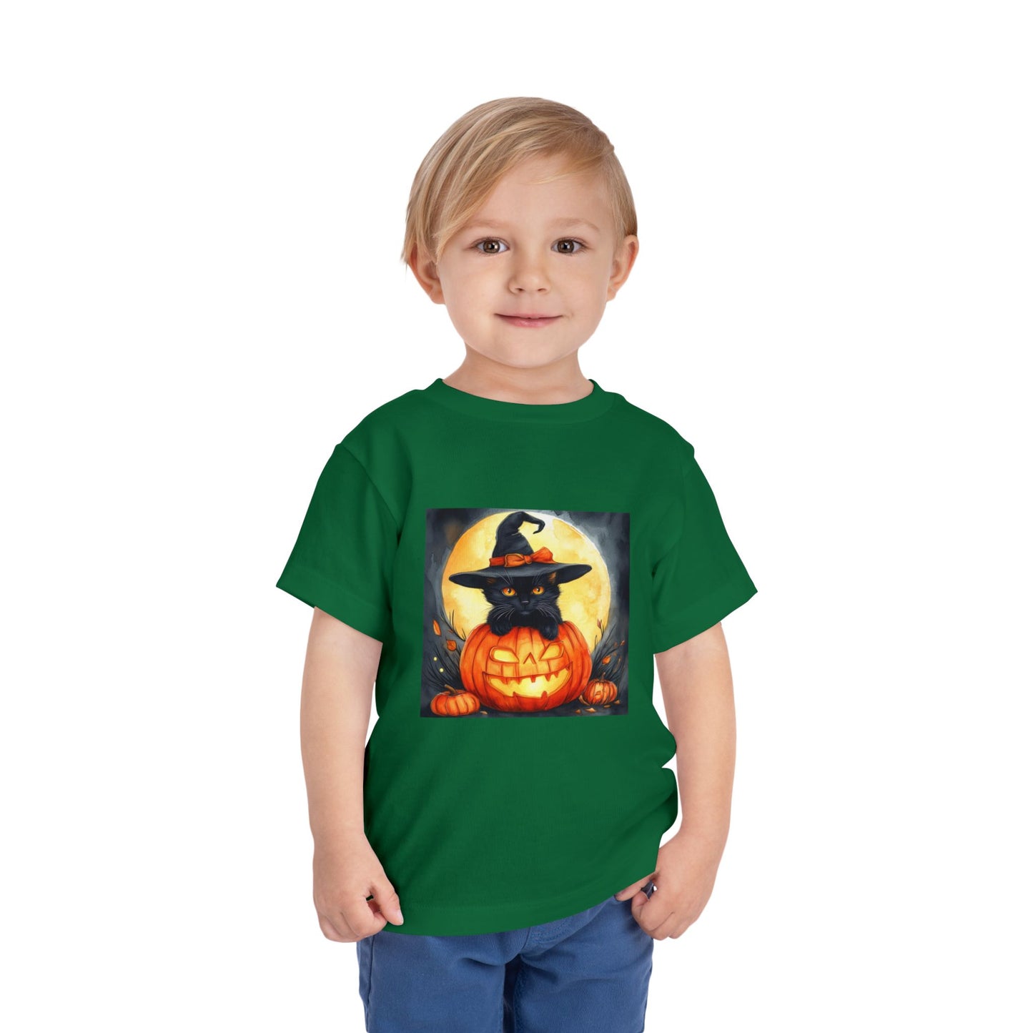 Cat In a Jack O' Lantern Toddler Short Sleeve Tee