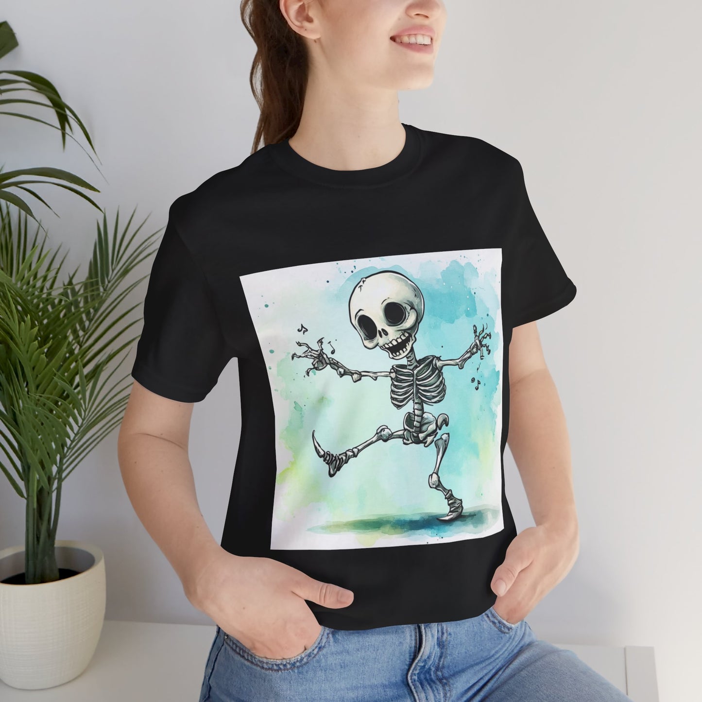 Happy Cute Skeleton Unisex Jersey Short Sleeve Tee