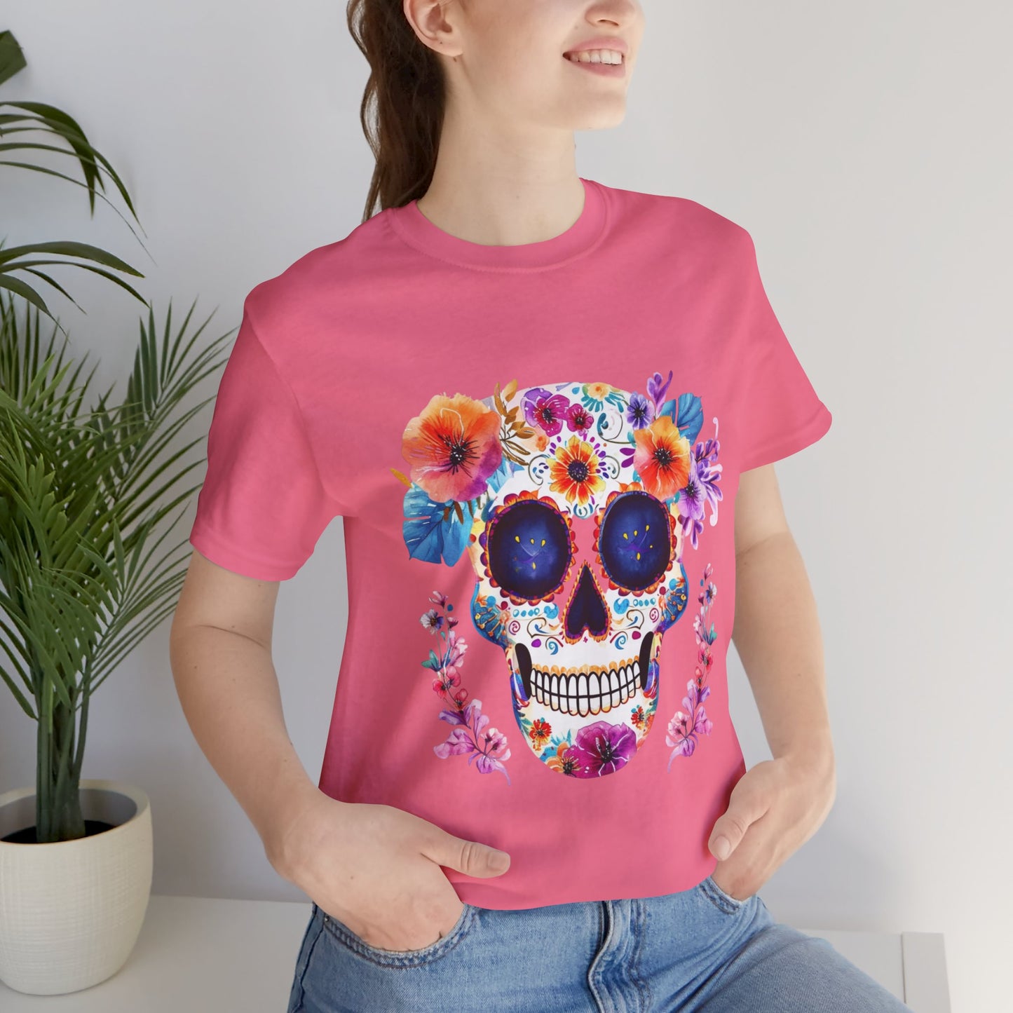 Day of the dead sugar skull Unisex Jersey Short Sleeve Tee