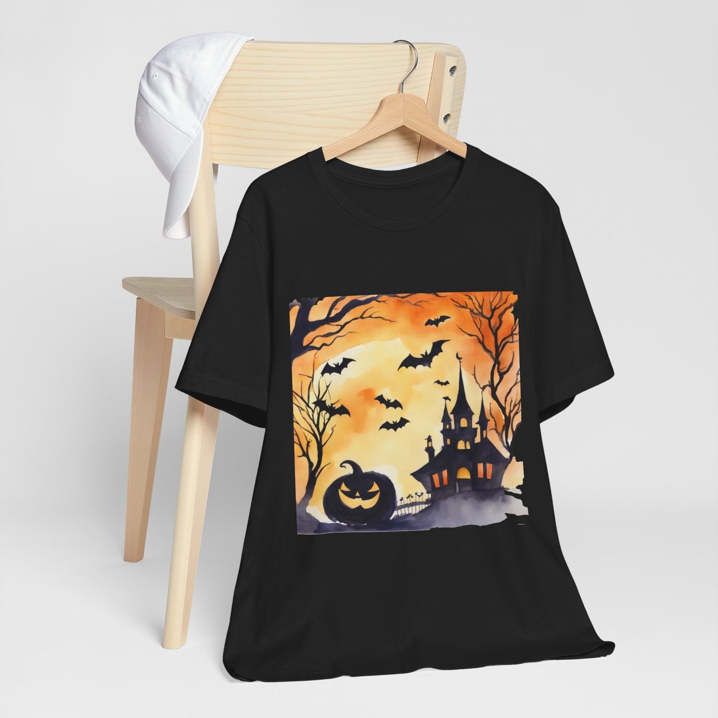 Halloween Haunted House Unisex Jersey Short Sleeve Tee