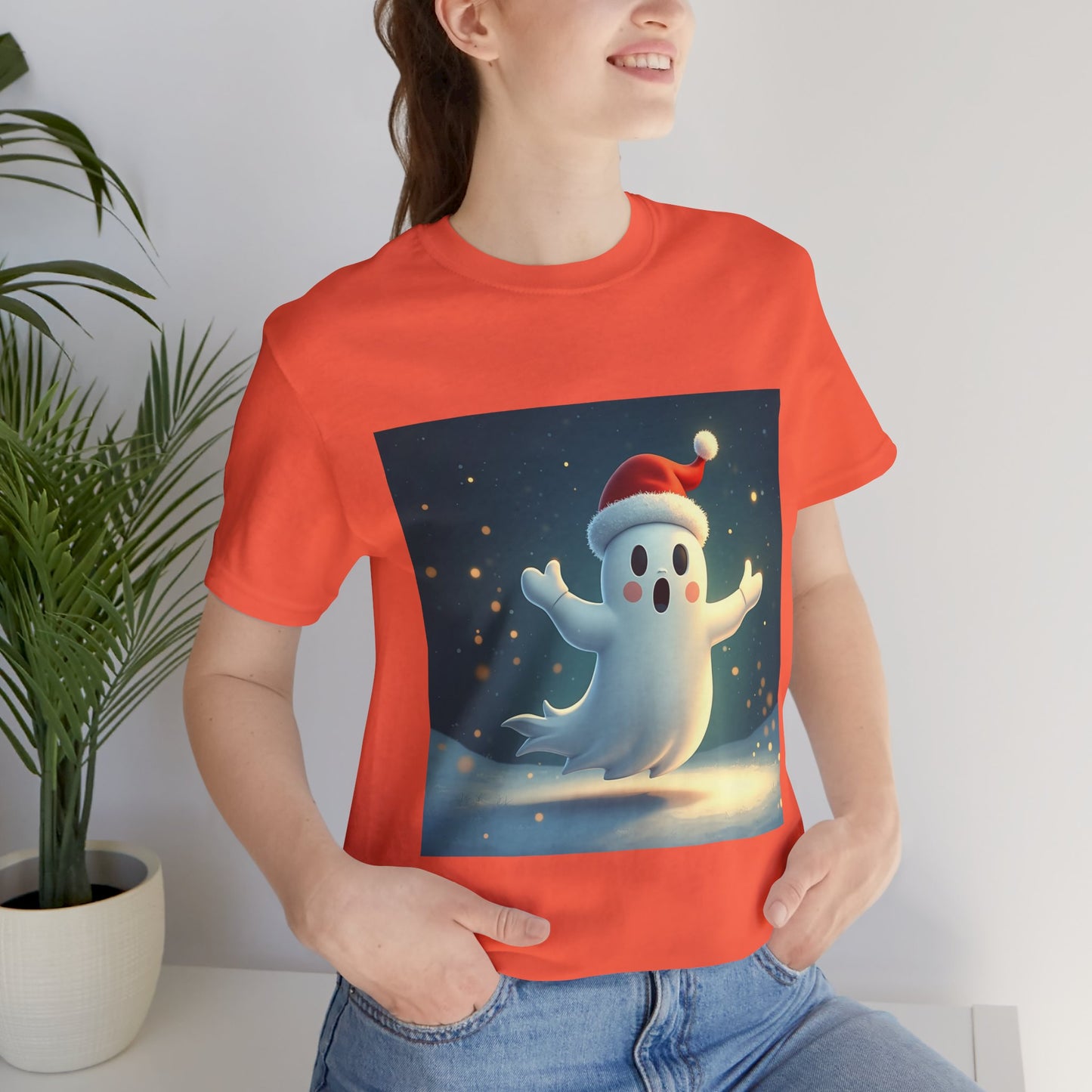 Cute Cartoon Ghost of Christmas Presents Unisex Jersey Tee