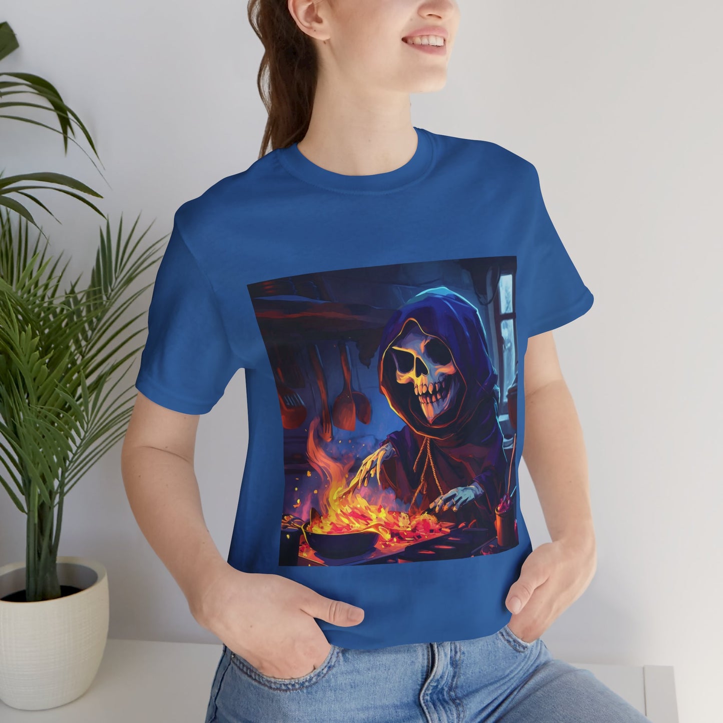 Grim Reaper Cooking Unisex Jersey Short Sleeve Tee