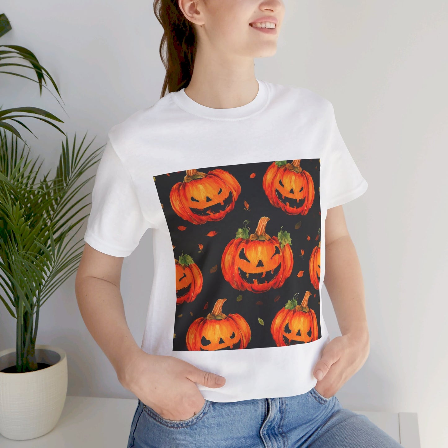 Happy Pumpkin Pattern Unisex Jersey Short Sleeve Tee