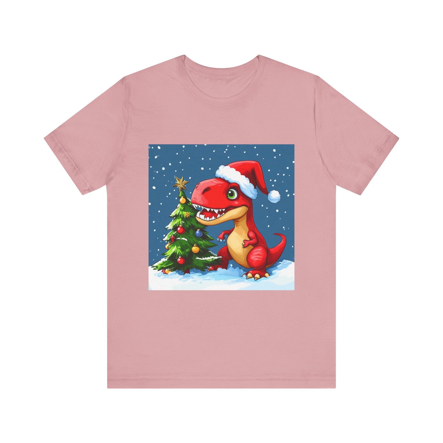 Red T-Rex Christmas Unisex Jersey Short Sleeve Tee