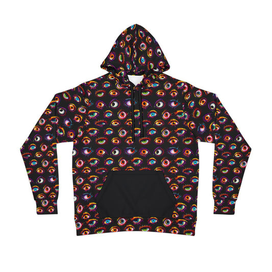 Colorful Spooky Eyeball Pattern Athletic Hoodie (AOP)