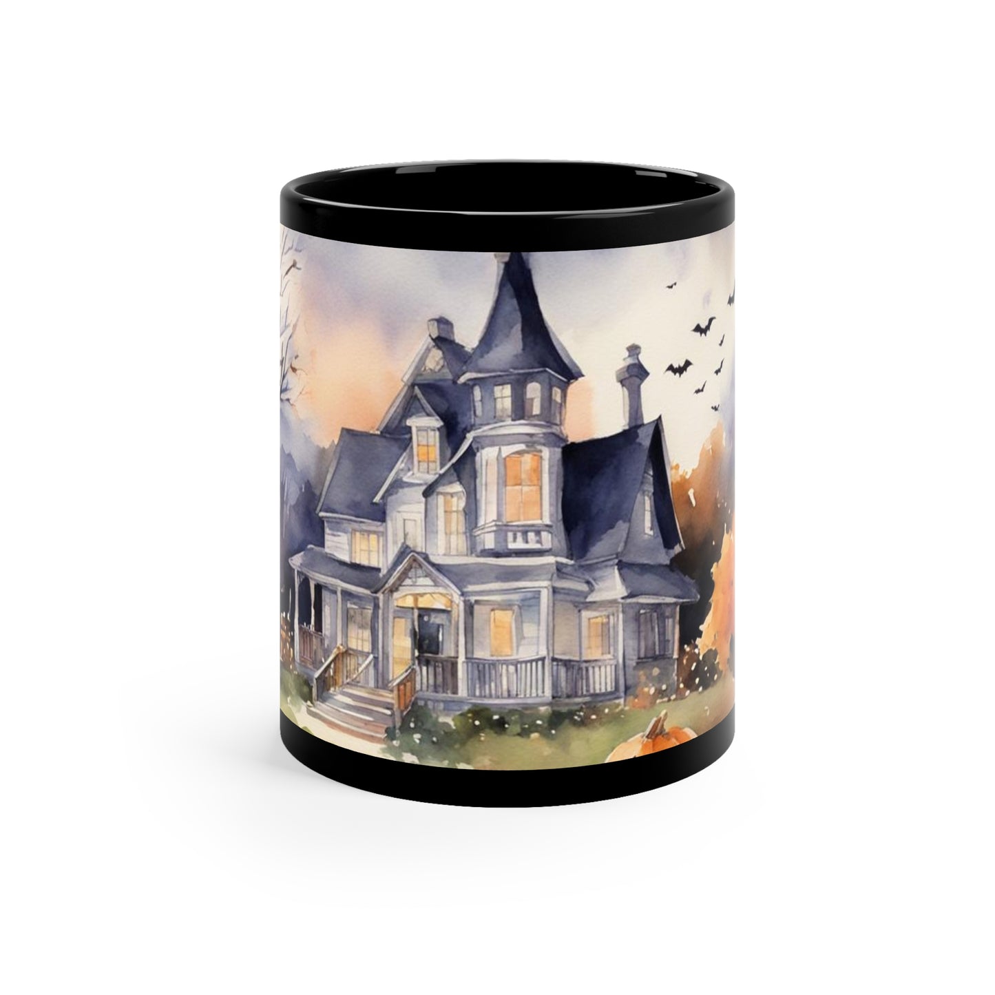 Haunted House Halloween 11oz Black Mug