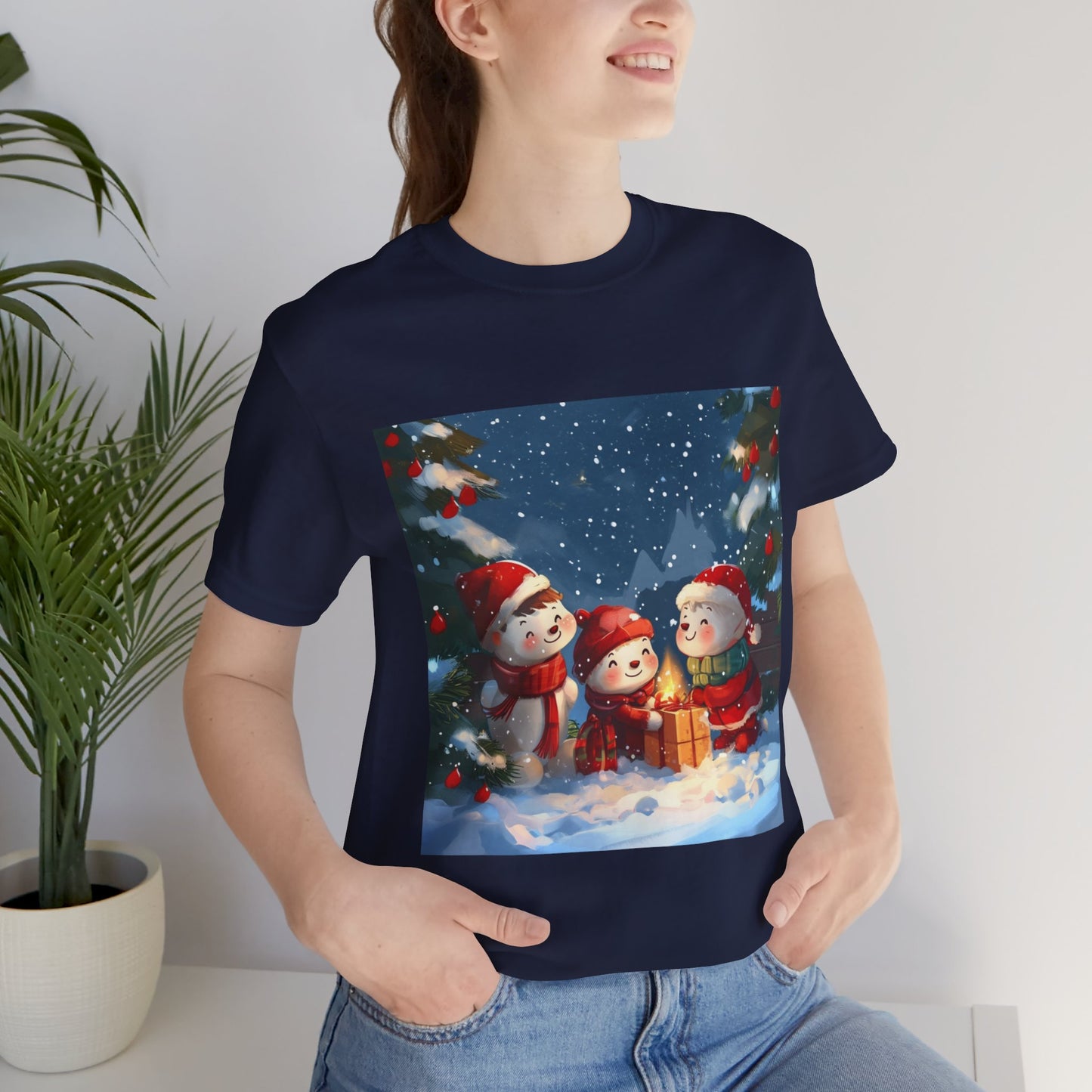 Cute Snowmen Unisex Jersey Short Sleeve Tee