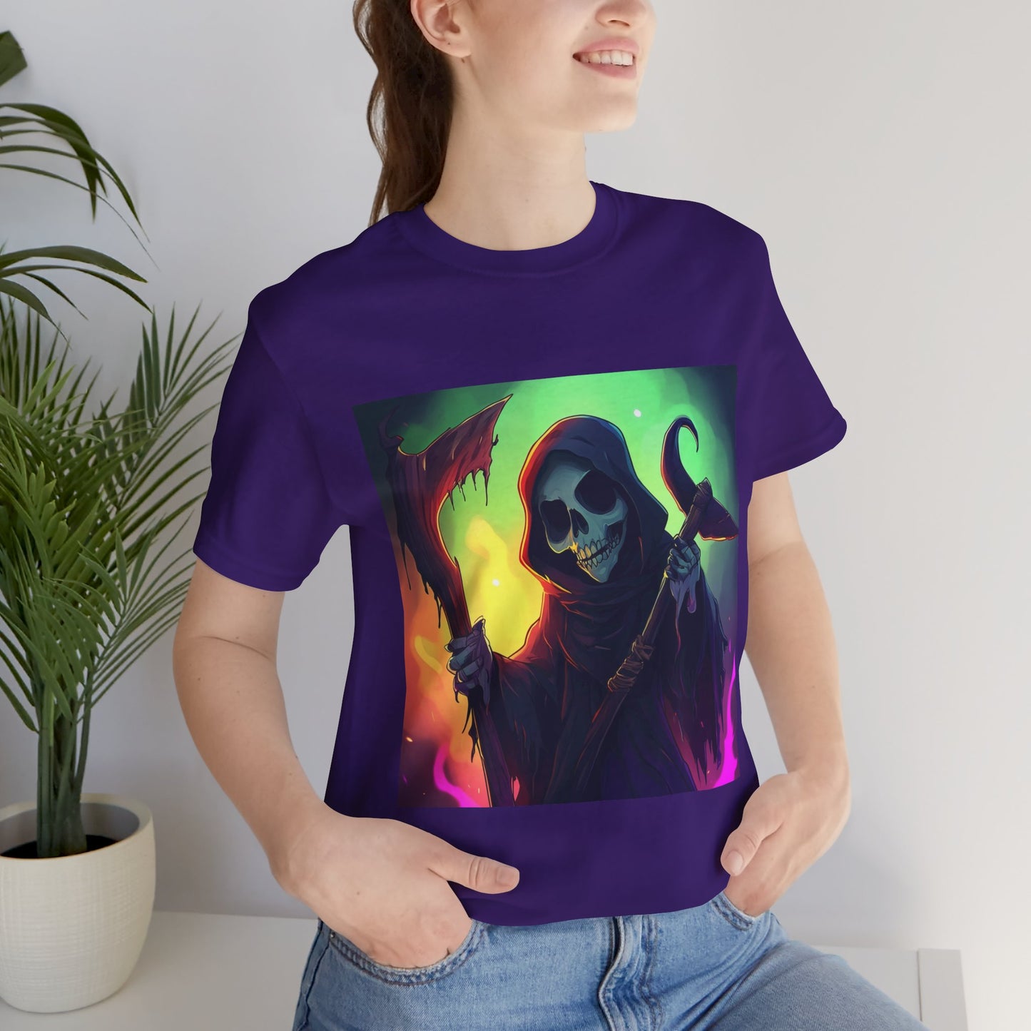 Colorful Grim Reaper Unisex Jersey Short Sleeve Tee