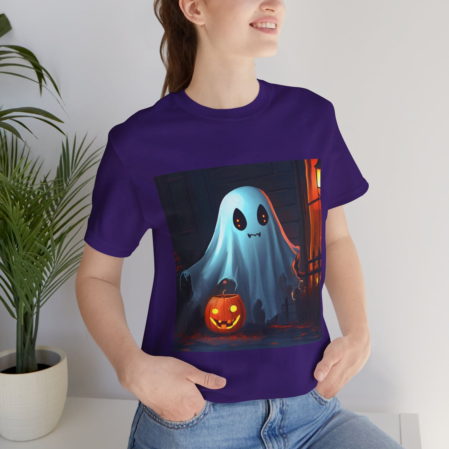 Cute Ghost Trick or Treating Unisex Jersey Short Sleeve Tee