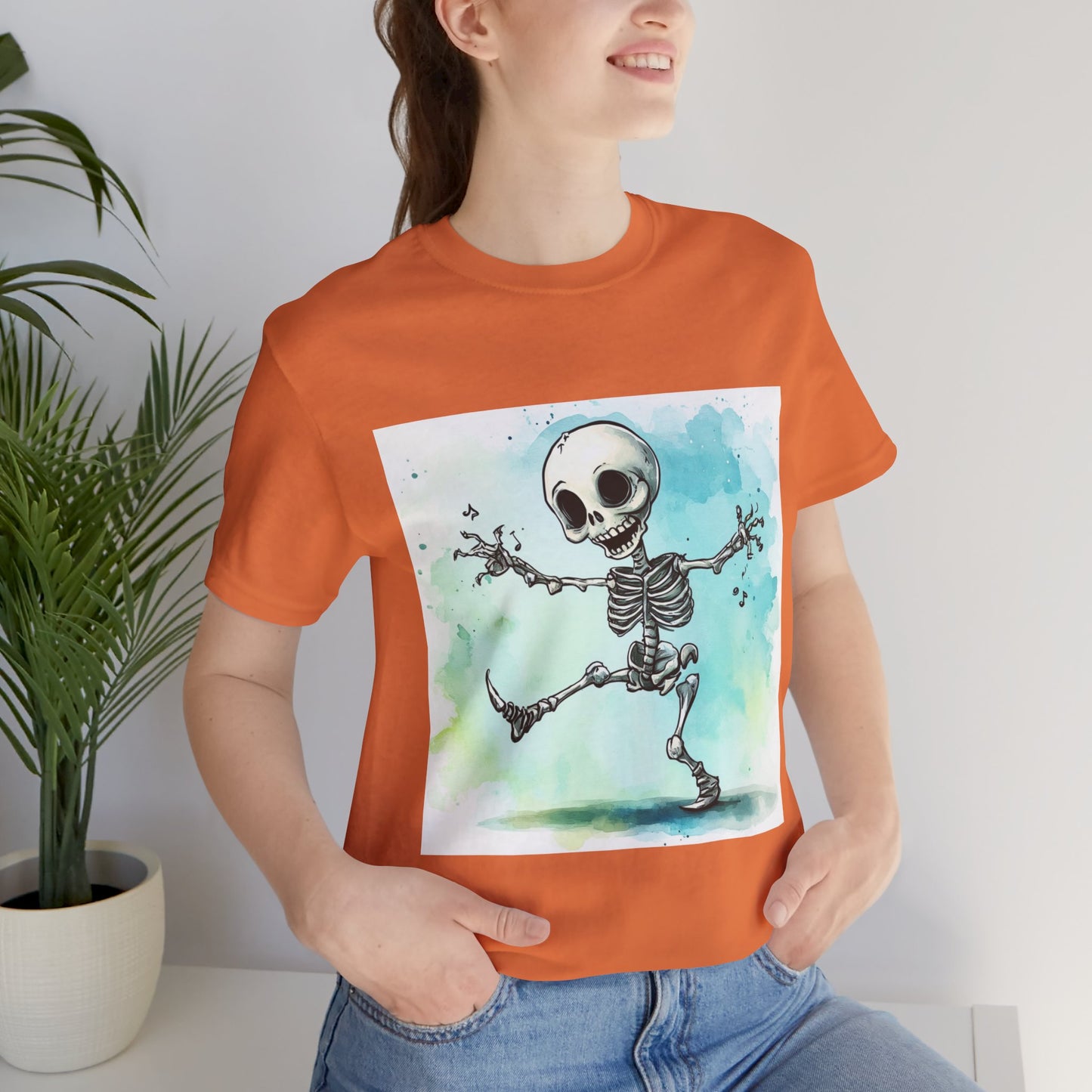 Happy Cute Skeleton Unisex Jersey Short Sleeve Tee