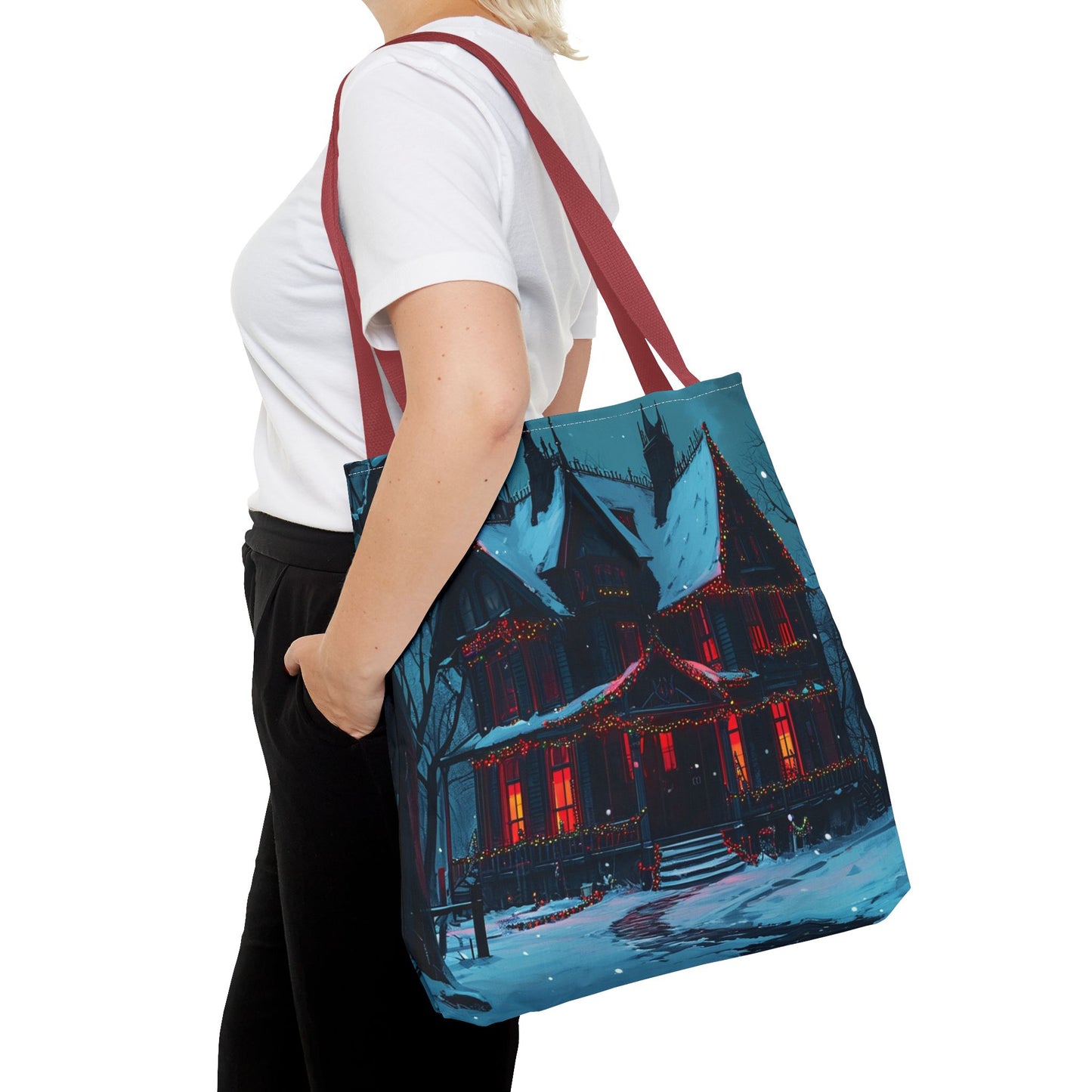 Festive Haunted House Tote Bag (AOP)