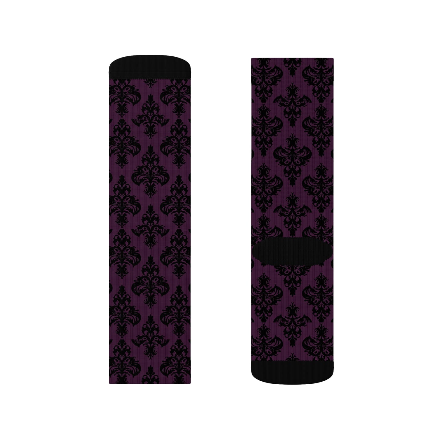 Purple and Black Victorian Damask Pattern Sublimation Socks