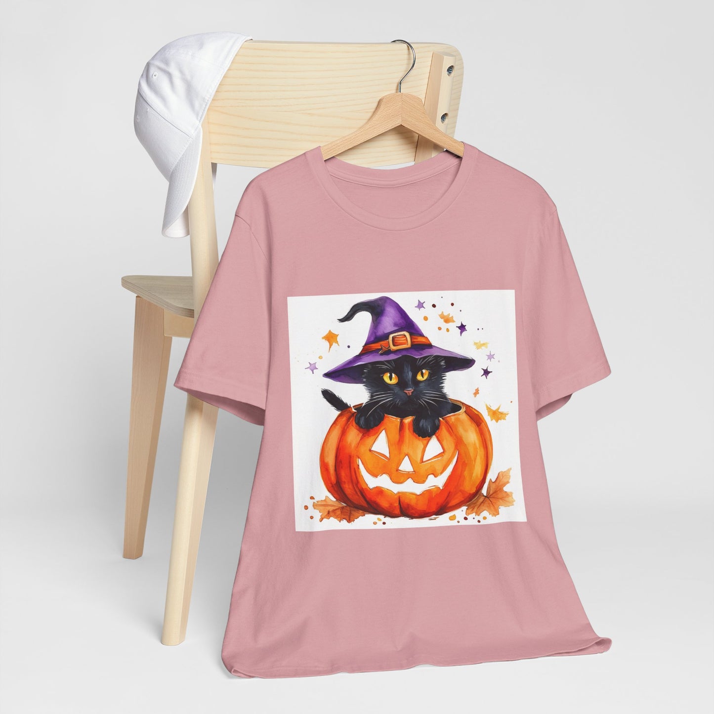 Cute Halloween Cat Jack o Lantern Unisex Jersey Short Sleeve Tee