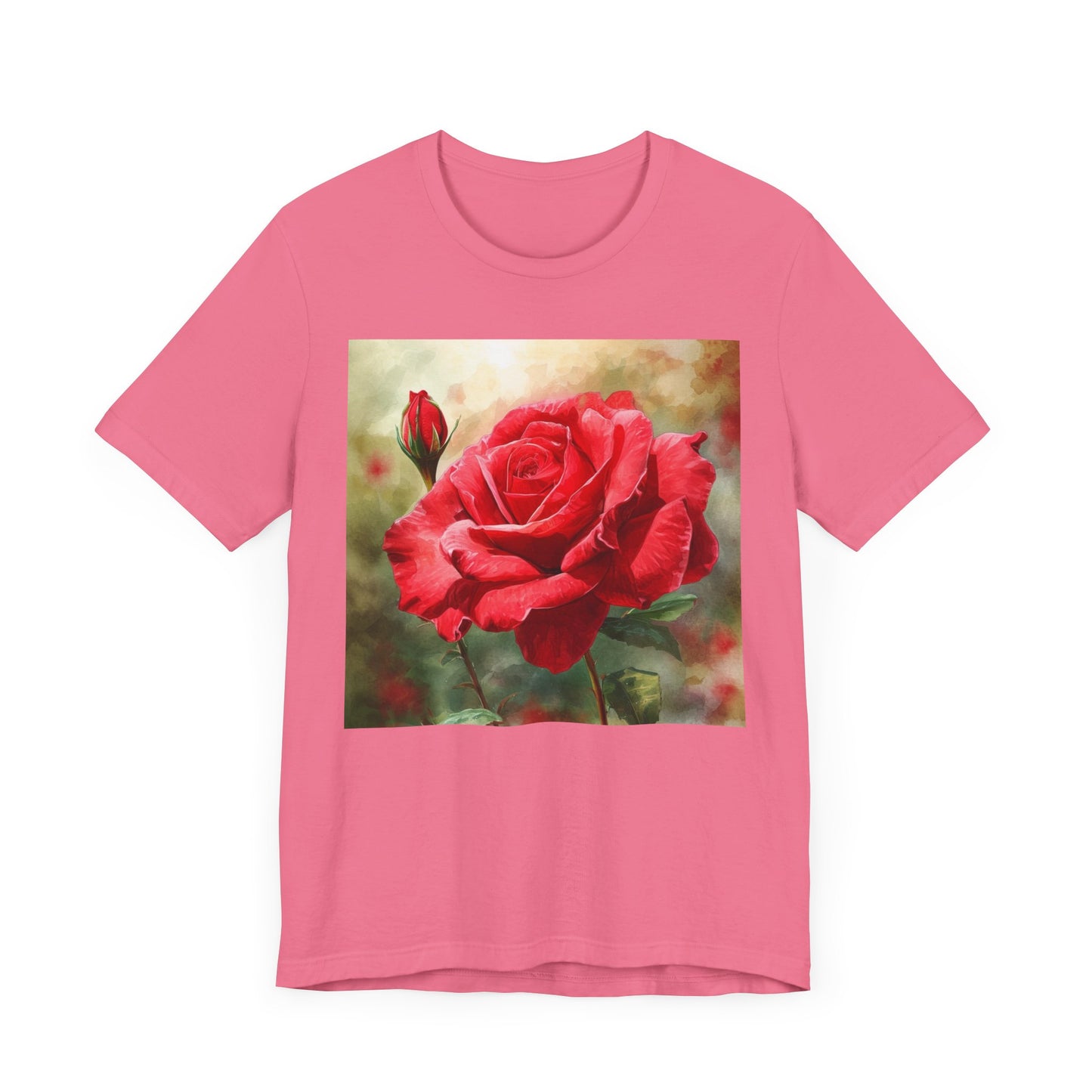Elegant Rose Short Sleeve Tee - Perfect for Nature Lovers & Everyday Comfort