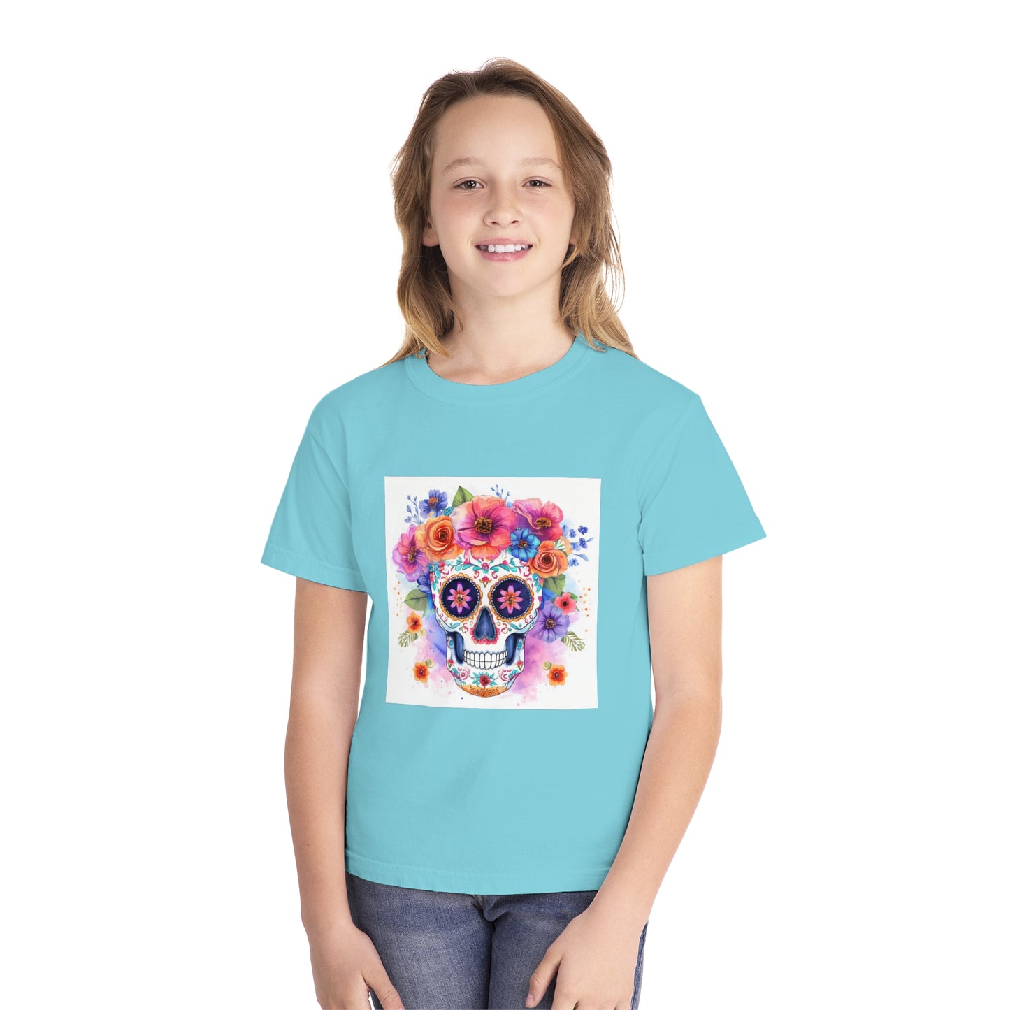 Colorful Sugar Skull Youth Midweight Tee