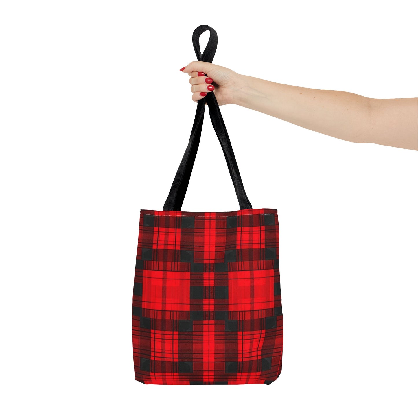 Red and Black Plaid Pattern Tote Bag (AOP)