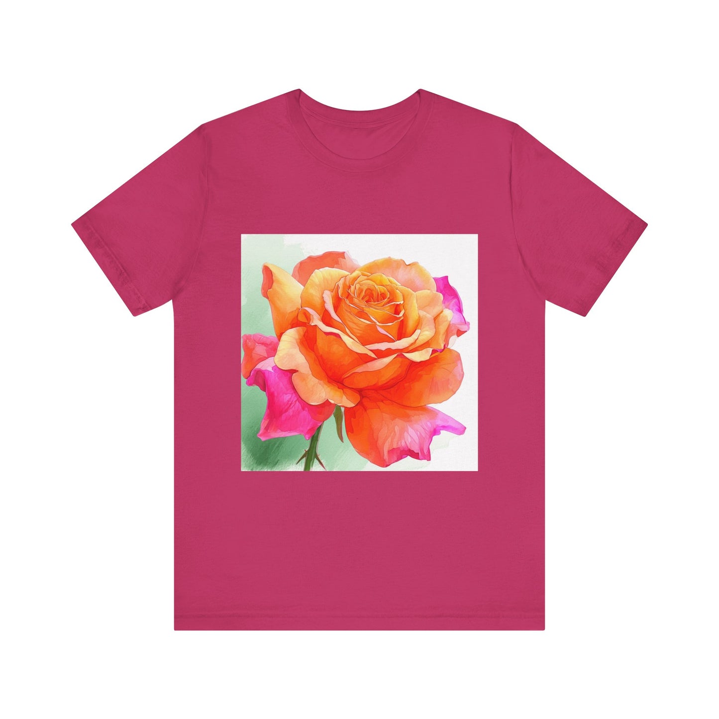 Radiant Rose Art Unisex Jersey Tee - Vibrant Rose Design