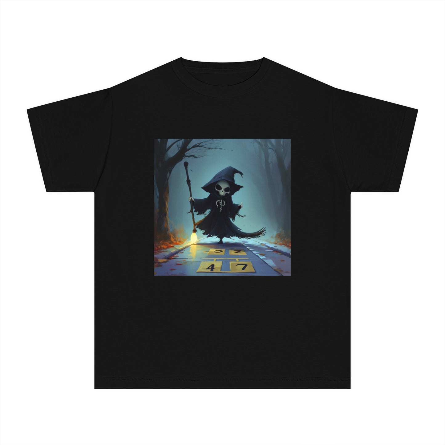 Grim Reaper Playing Hopscotch Youth Midweight Tee