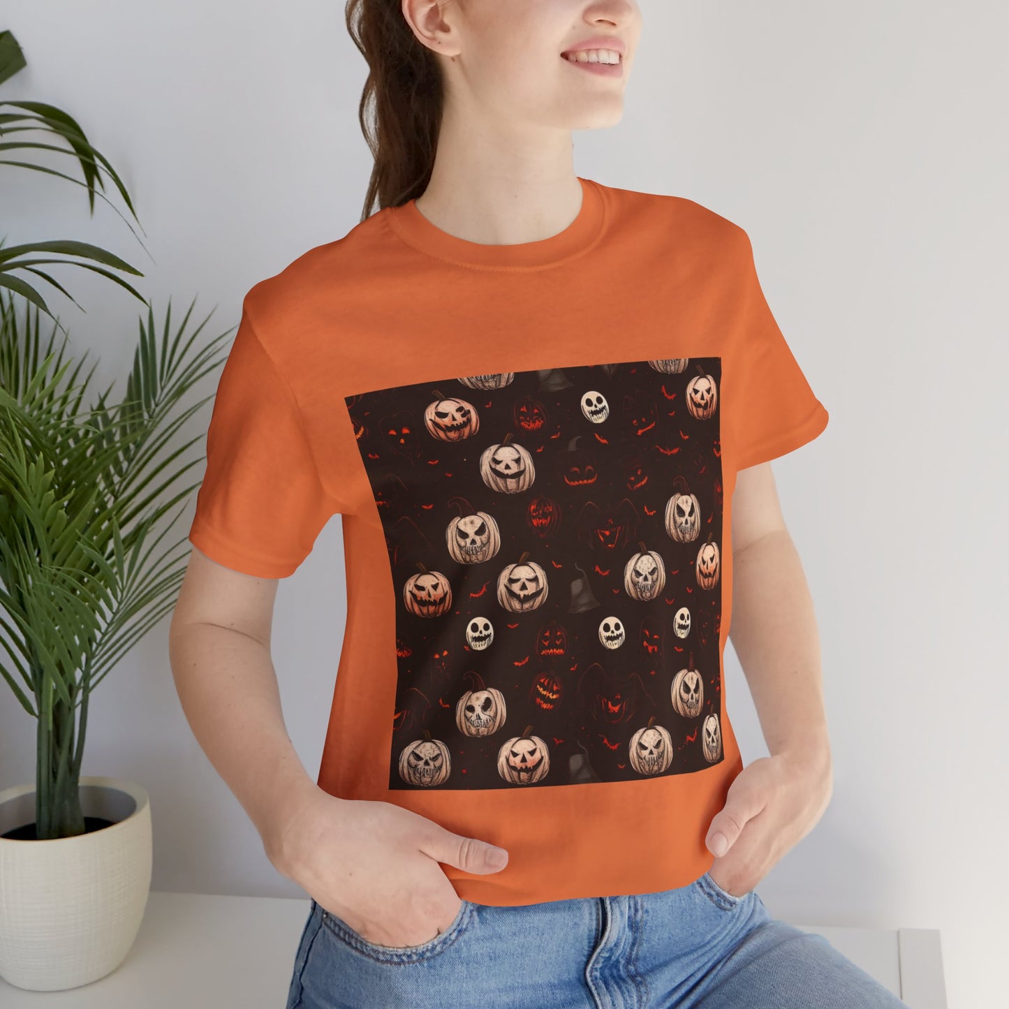 Spooky Halloween Pattern Unisex Jersey Short Sleeve Tee