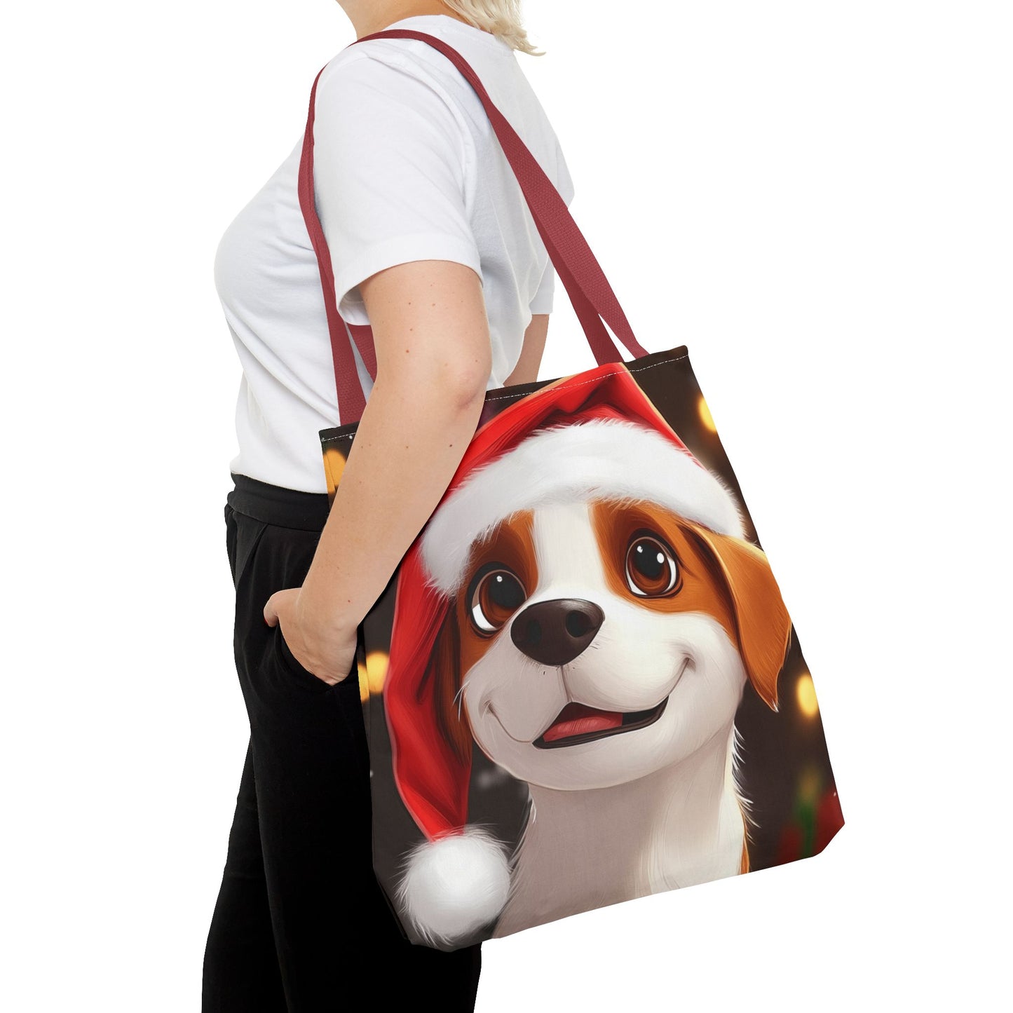 Adorable Festive Puppy Tote Bag (AOP)