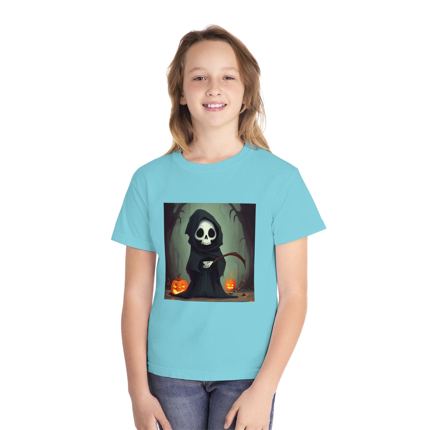 Spooky Forest Grim Reaper Youth Midweight Tee