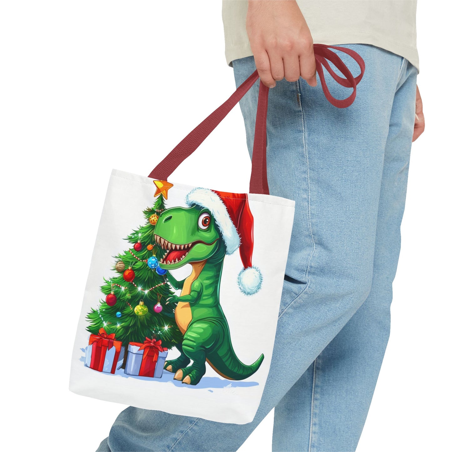 Holiday T-Rex Tote Bag (AOP)