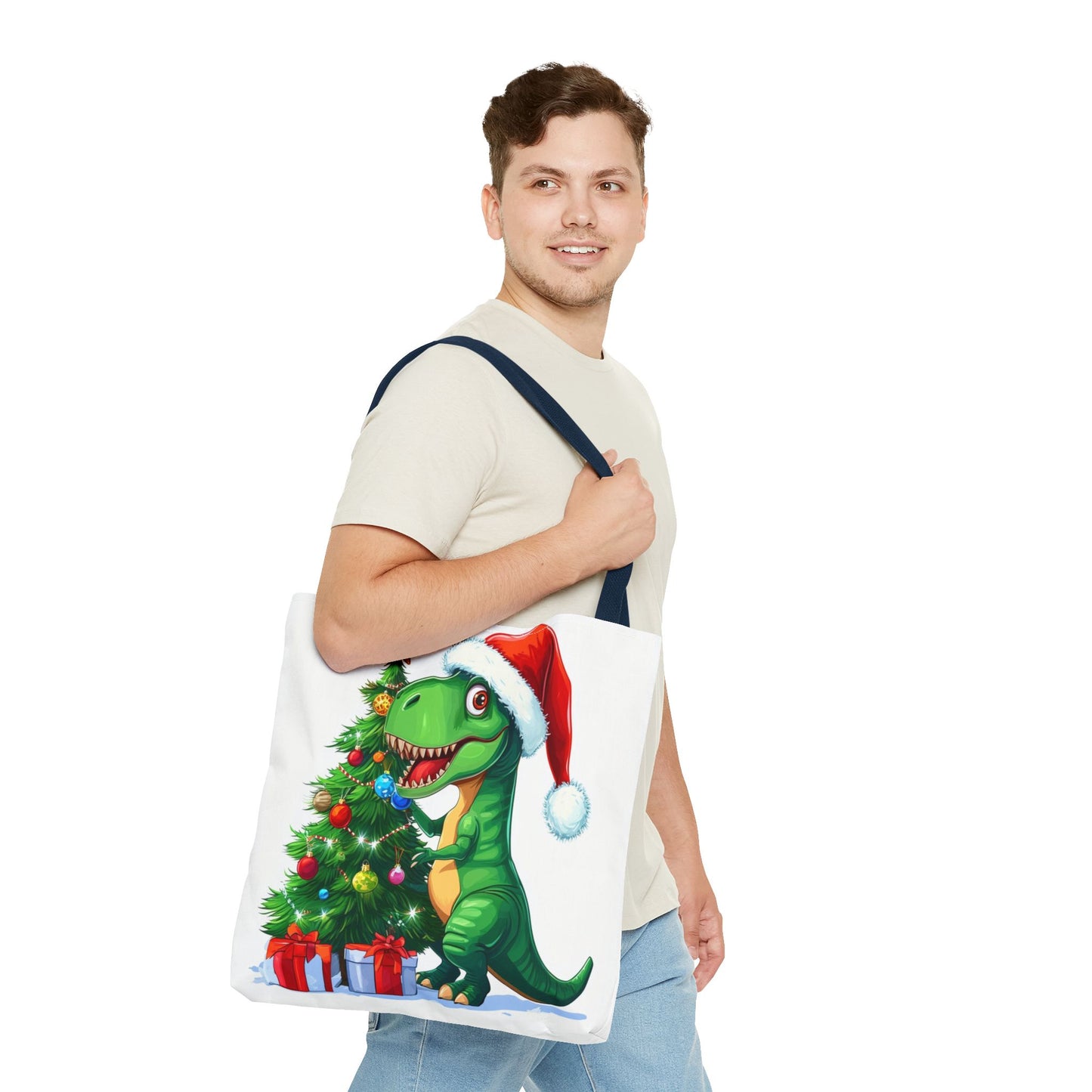 Holiday T-Rex Tote Bag (AOP)