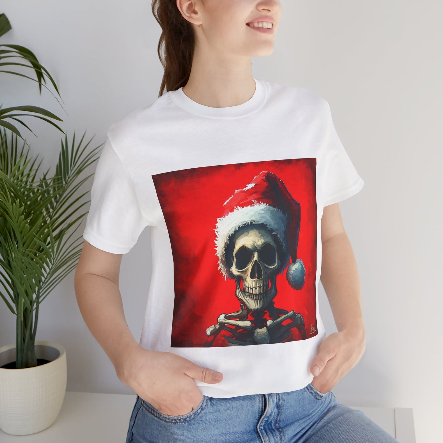 Dark Spooky Skeleton Santa Unisex Jersey Tee