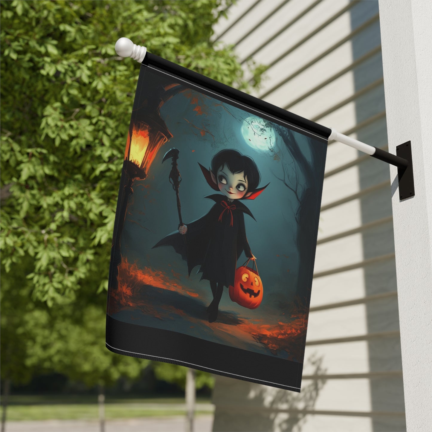 Cute Trick or Treating Vampire Garden & House Banner