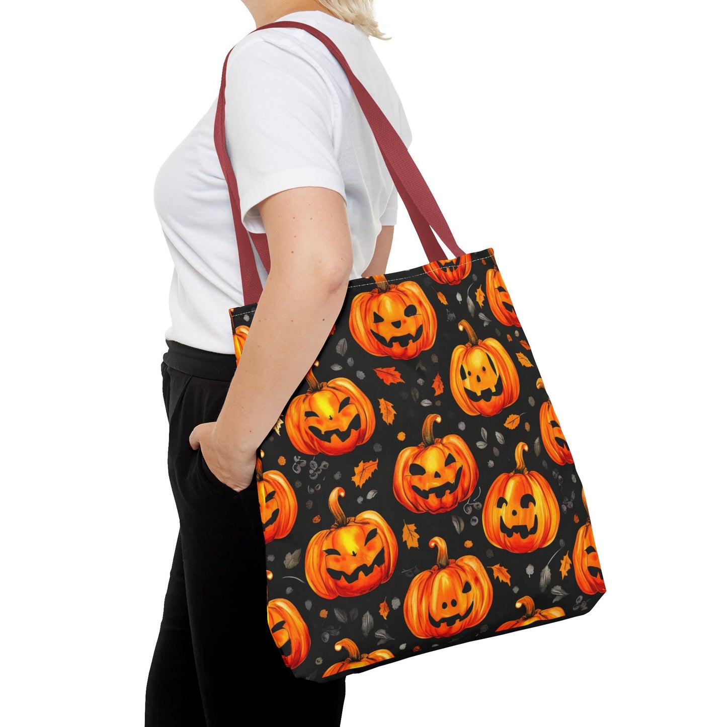 Happy Pumpkin Pattern Tote Bag (AOP)